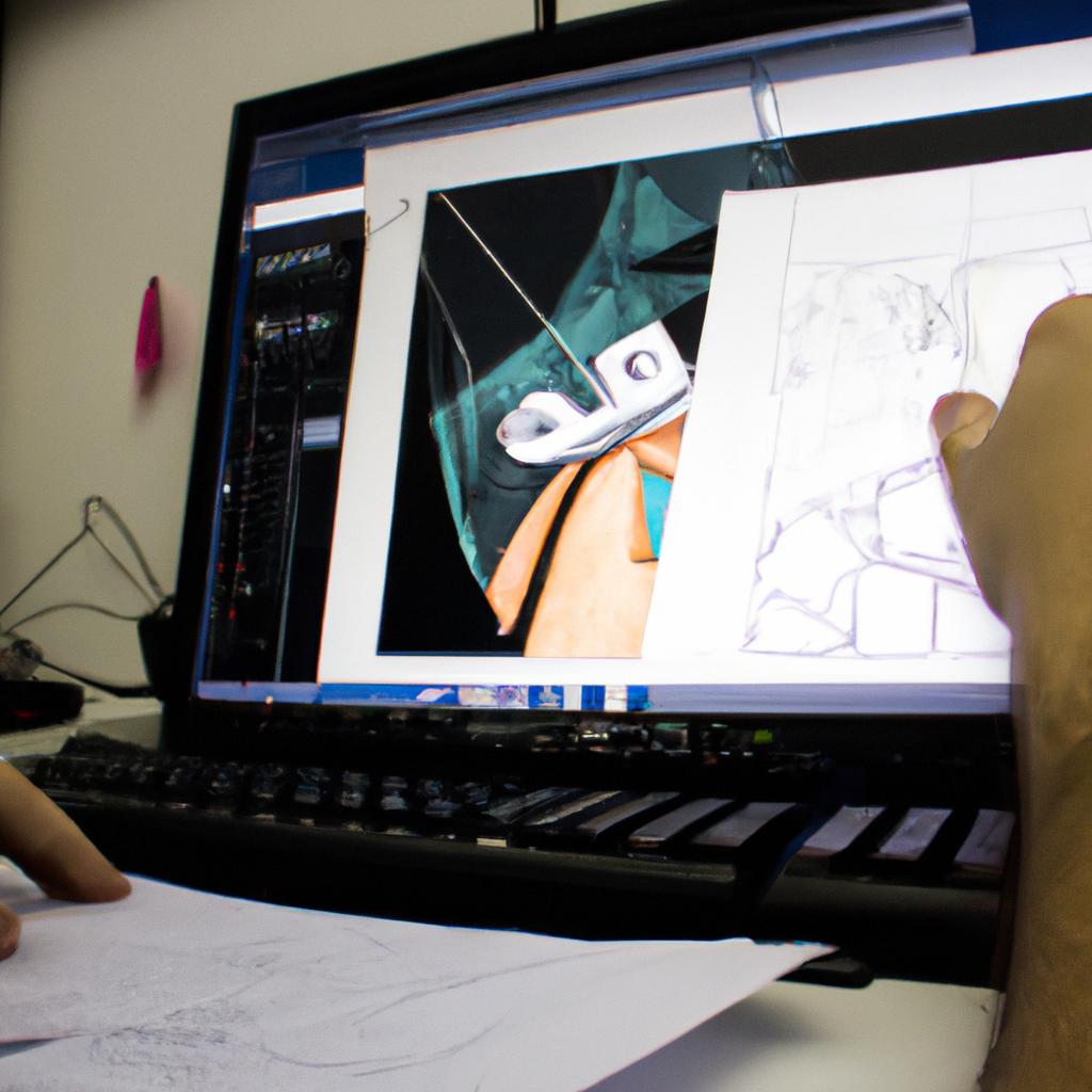 Person working on animation graphics