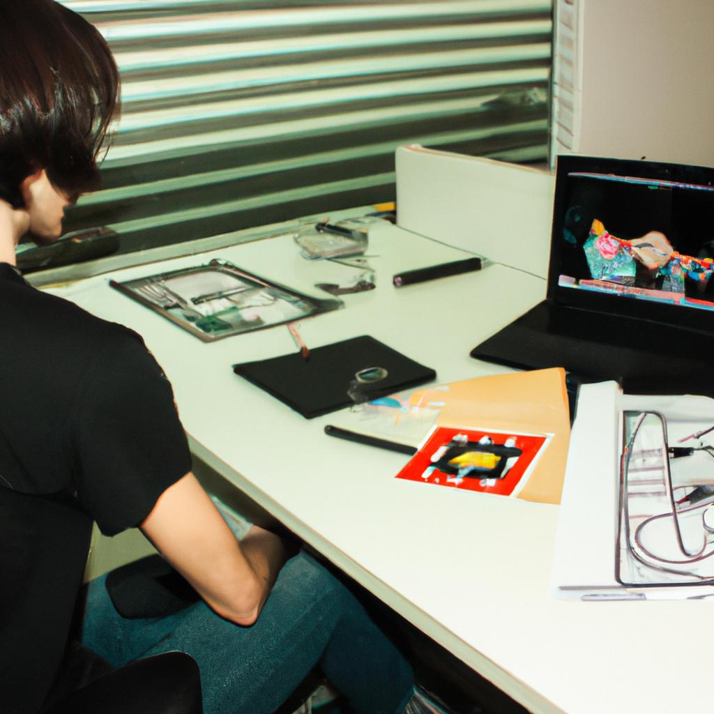 Person studying animation techniques